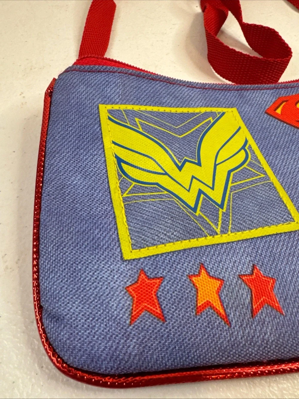 Red Superhero Girl Cross Body Purse Wonder Woman Bat Girl Super Girl